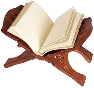 Wooden Handmade Quran Geeta Bible Holder Support Stand Reading Book Holder Display Folding Religious Prayer Stand Wooden Holy Book Stand Medium Size 15 Inches Large Big Size