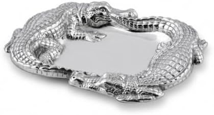 Arthur Court Alligator Catchall Tray - Premium Aluminum Decorative Organizer - 9 Inch Long for Desktop, Nightstand, or Dresser