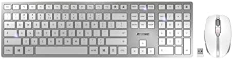 CHERRY DW 9100 Slim, Wireless Keyboard and Mouse Set, Bluetooth & 2.4 GHz RF Connection, Quiet Keys, Comfortable Writing, Rechargeable, QWERTY, Silver/White