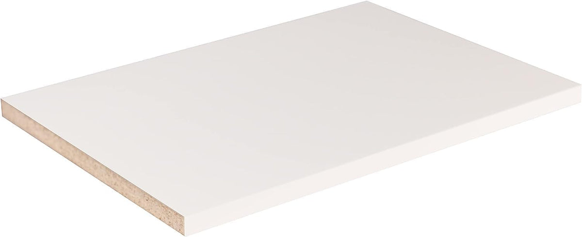 White Cabinet Shelves, Melamine 1/2'' Thick, Custom, Cut to Size. (10' Depth x 27'' Length)