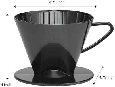 Fino Pour-Over Coffee Brewing Filter Cone, Number 2-Size, Black, Brews