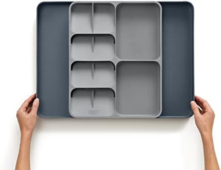 Joseph Joseph DrawerStore Expanding Flatware Cutlery, Utensil & Gadgets Organiser, Expandable in Drawer Space Saving Tray- Grey
