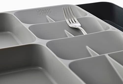 Joseph Joseph DrawerStore Expanding Flatware Cutlery, Utensil & Gadgets Organiser, Expandable in Drawer Space Saving Tray- Grey