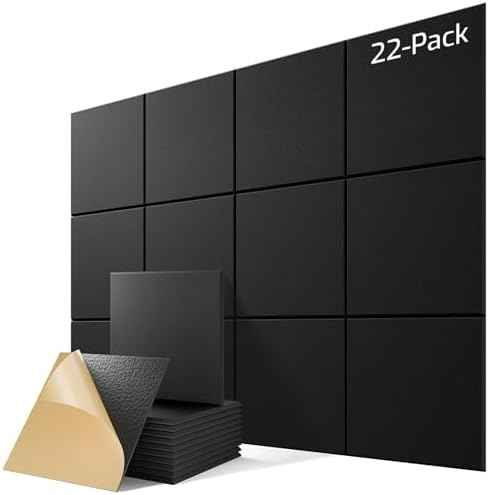 22 Pack Self-Adhesive Sound Proof Foam Panels for Walls 12"x12"x0.4" Fabric
