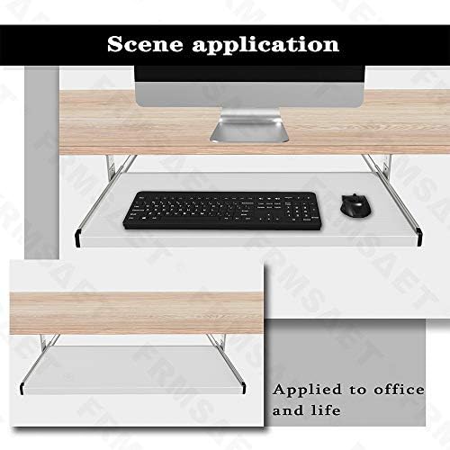 FRMSAET Under Desk 20/24/30 inch Keyboard Drawer Platform (24 in,White)