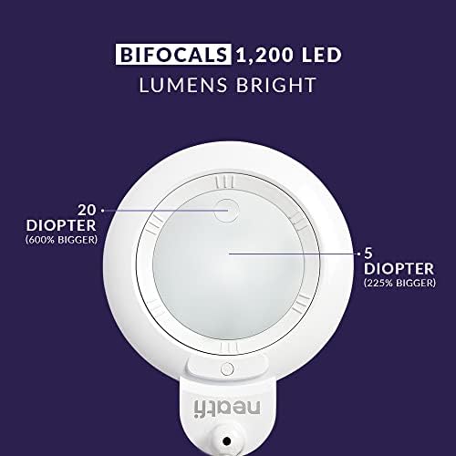 Neatfi Bifocal LED Magnifying Lamp, CCT, 1200 Lumens, 6-Inch Lens (White)