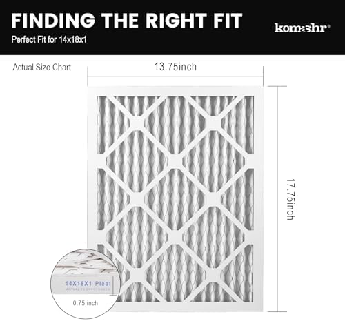 14x18x1 Air Filter MERV 8 (2-Pack), HVAC/Furnace AC Filter Replacement, Dust Defense–Comparable with MPR 600 & FPR 5 (Actual 13.75x17.75x0.75)