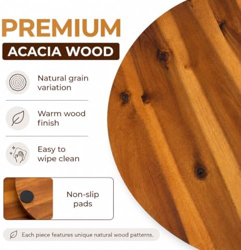 18-Inch Acacia Wood Lazy Susan Turntable Organizer for Countertop