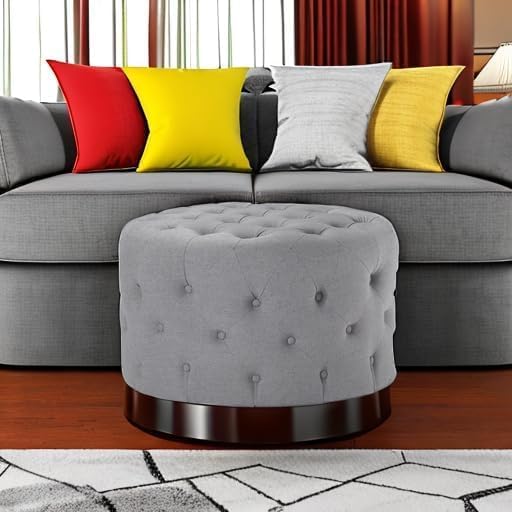 Maven Lane Marcy Ottoman, Slate Fabric