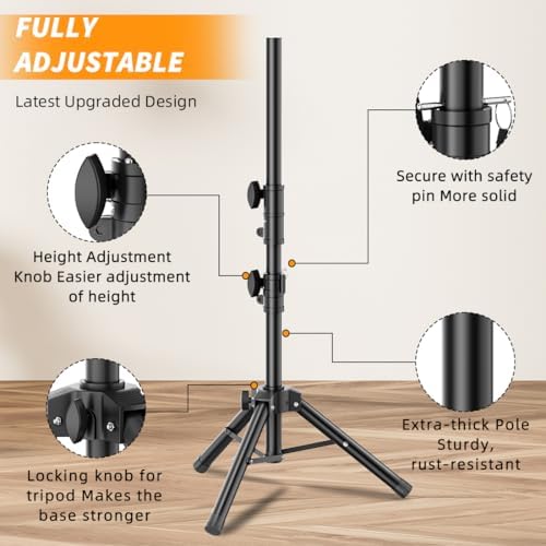 Small Speaker Stands 2 Pack, 24-50 Inch Height Adjustable Speaker Tripod Stand Pair, Lightweight 35mm Compatible Insert, Support 55 LB with 2 Storage Bags