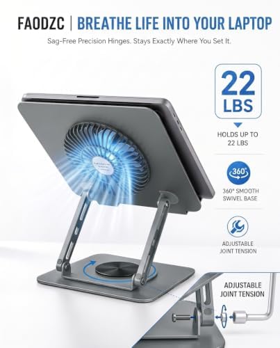 360° Rotating Laptop Stand with Upgraded Integrated Fan