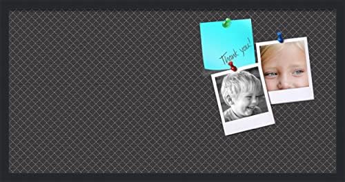 PinPix 36x18 inch Cork Bulletin Board. This Decorative Framed Pin Board Comes with Diamond Pattern in Black Design and Satin Black. Ideal for Home, Office Decor or School (PinPix-120)