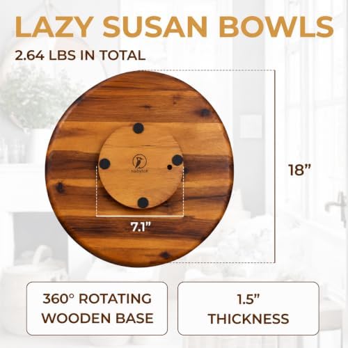 18-Inch Acacia Wood Lazy Susan Turntable Organizer for Countertop