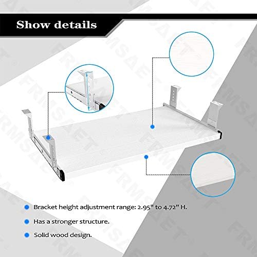 FRMSAET Under Desk 20/24/30 inch Keyboard Drawer Platform (24 in,White)