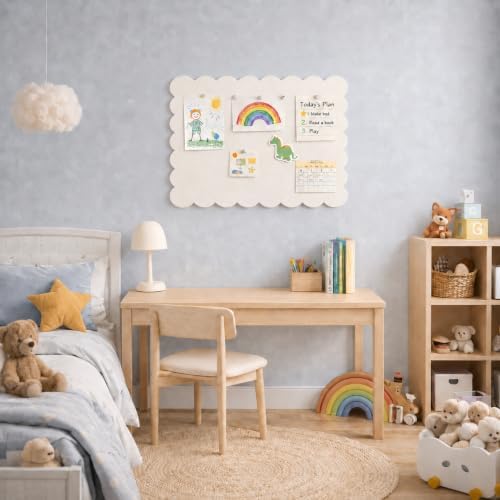 Scalloped Felt Bulletin Board 36 x 24 Inches (Warm Beige)