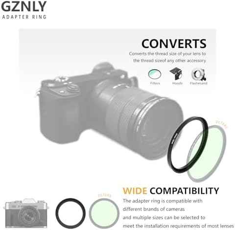 52mm 55mm Step Up Ring Filter Adapter Black Metal Step up Adapter Rings Compatible with All Brand UV CPL ND Camera Lens Filter Step Down Ring (52mm-55mm)