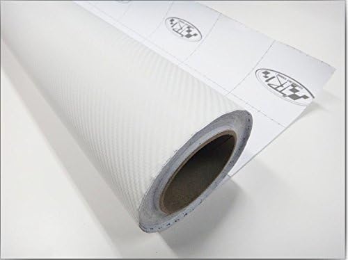 F & B LED LIGHTS White 3D Carbon Fiber Film Twill Weave Vinyl Sheet Roll Wrap (24" X 60", White)