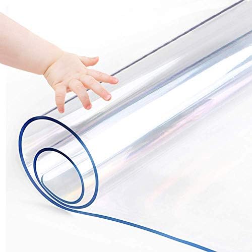 Clear Plastic Dining Table Protector Wood Desk Cover Wooden Furniture Top Topper Plastic Tablecloth Wipeable Vinyl PVC Waterproof for Rectangle Coffee End Table Chair Floors Rug Mats Pad 34 X 48 Inch