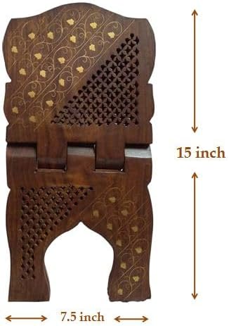 Wooden Handmade Quran Geeta Bible Holder Support Stand Reading Book Holder Display Folding Religious Prayer Stand Wooden Holy Book Stand Medium Size 15 Inches Large Big Size
