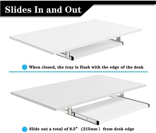FRMSAET Under Desk 20/24/30 inch Keyboard Drawer Platform (24 in,White)