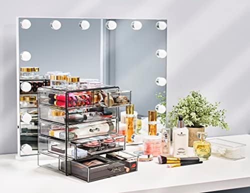 Sorbus 6-Drawer Makeup Organizer with Small & Wide Drawers (Black Jewel)