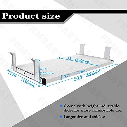 FRMSAET Under Desk 20/24/30 inch Keyboard Drawer Platform (24 in,White)