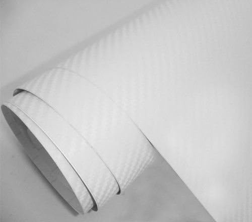 F & B LED LIGHTS White 3D Carbon Fiber Film Twill Weave Vinyl Sheet Roll Wrap (48" X 60", White)