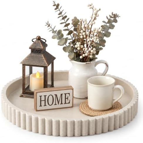 Round Decorative Tray Coffee Table Tray 11” Table Tray Dresser Decor