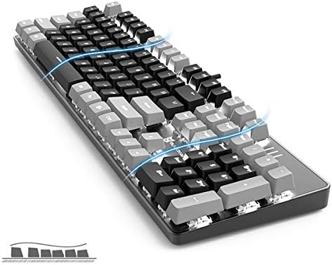 Merdia 104 Keys Full Size Mechanical PC Gaming Keyboard | Hot Swappable LED Backlit Light Up Wired Mechanical Computer Keyboards | Brown Switch US Layout Black & Grey Keycaps Keyboard for Gaming