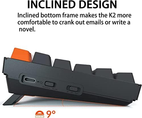 Keychron K2 Wireless Bluetooth/USB Wired Gaming Mechanical Keyboard, Hot-swappable 75% Layout 84 Keys RGB LED Backlight, Aluminum Frame for Mac Windows, Gateron G Pro Brown Switch, Version 2