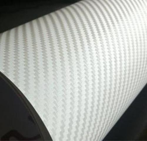 F & B LED LIGHTS White 3D Carbon Fiber Film Twill Weave Vinyl Sheet Roll Wrap (36" X 60", White)