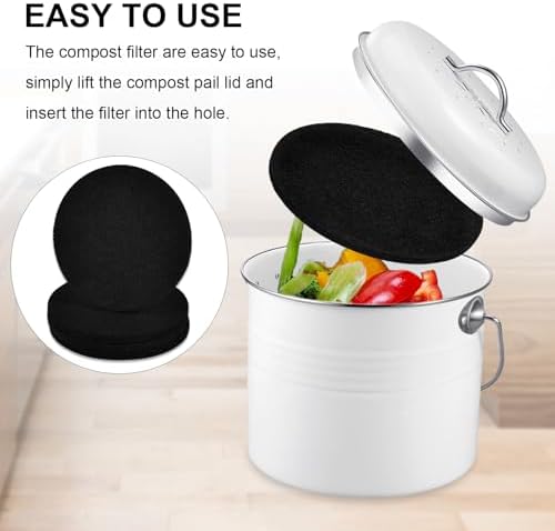 6Pcs 6.5 Inch Charcoal Filters for Kitchen Compost Bin, Replacement Activated Carbon Filters for Countertop Compost Pail Home Bucket Refill Sets, Round