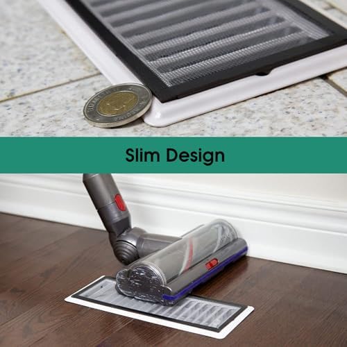2Pcs Floor Register Cover Trap, 5x9 Inch Magnetic Air Vent Filter Floor Vent Covers Screen for Home, Dustproof Mesh Filters Net Trap Keeps Flies, Coin, Pet Hair, Food Out
