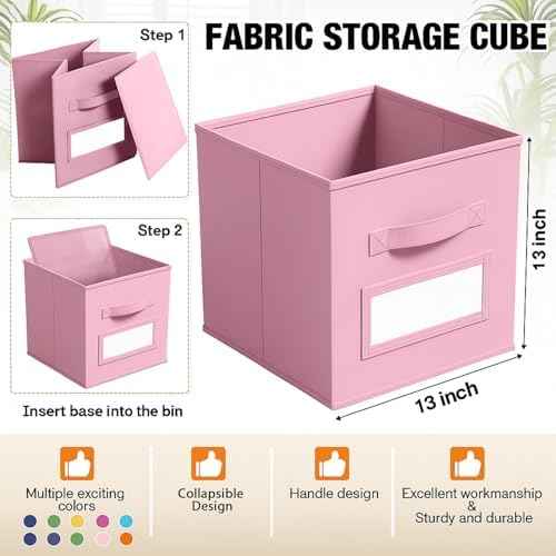 Teenyyou 10 Pack Fabric Storage Cubes 13 Inch Collapsible Cube Bins