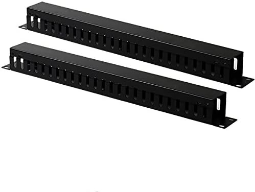 2-Pack 19 Inch 1U Cable Management Horizontal Cable Rack Mount Manager with mounting Screws for Service Rack Cabinet 24 Slot with Cover