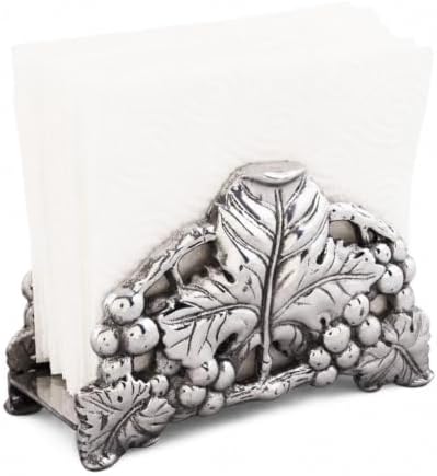 Arthur Court Grape Napkin Holder - Metal Upright Organizer for Kitchen Countertop - 6-inch Tall Aluminum Decor