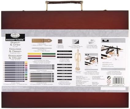 ROYAL BRUSH RSET-DS2030 45 Piece Sketch & Drawing Wooden Box Art Set
