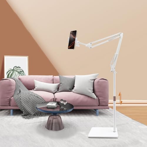 Tablet Floor Stand,360°Adjustable Height Stretchable Arm Swivel Dual Holder