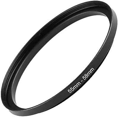 55mm to 58mm Step-up Adapter Rings Filter Adapter Black Metal Step Down Filter Ring Adapter Compatible with All Brand UV CPL ND Camera Lens Filter Stepping Rings (55mm-58mm)
