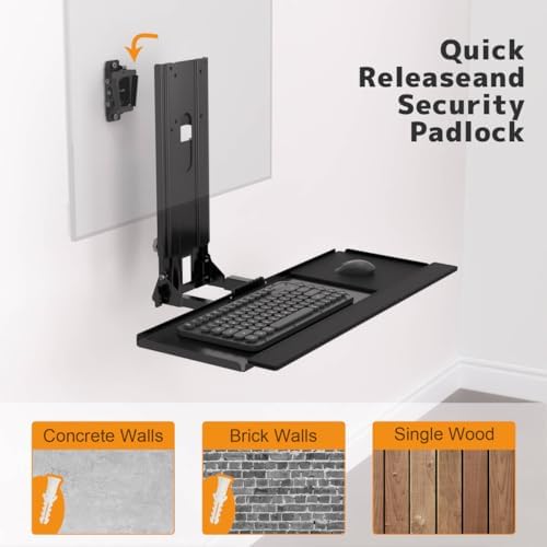 PUTORSEN Monitor and Keyboard Wall Mount with CPU Holder,Fits 32",55 lbs