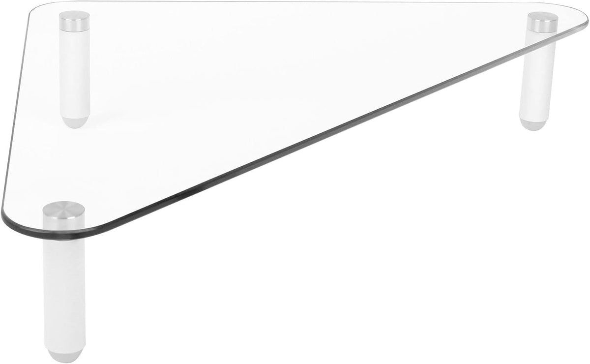 Kantek Glass Corner Monitor Riser, 19.7" x 11" x 3.25", Clear, Supports 40 lbs