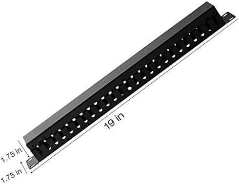 2-Pack 19 Inch 1U Cable Management Horizontal Cable Rack Mount Manager with mounting Screws for Service Rack Cabinet 24 Slot with Cover