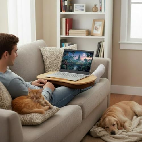 Bamboo Lap Desk for Laptop with Cushion-Fits up to 17 inch