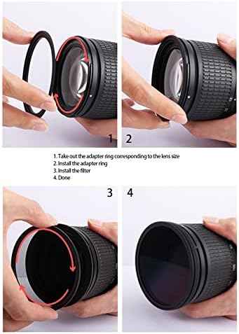 62mm to 52mm Step Down Ring Filter Adapter Applicable to All Brands of UV ND CPL Filter (62mm-52mm)