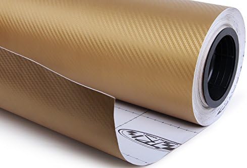 F & B LED LIGHTS Golden 3D Carbon Fiber Film Twill Weave Vinyl Sheet Roll Wrap (108" X 60", Golden)