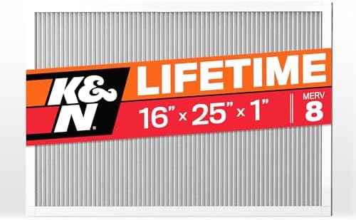 K&N 16X25X1 HVAC Furnace Air Filter, Lasts a Lifetime, Washable, Merv