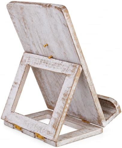 Wedding Gifts Mandala Wooden Cookbook Stand for Kitchen Counter Recipe Book Holder for Cooking, Solid Wood Chopping Board Style Foldable and Durable Recipe Holder for Tablets and Cookbooks