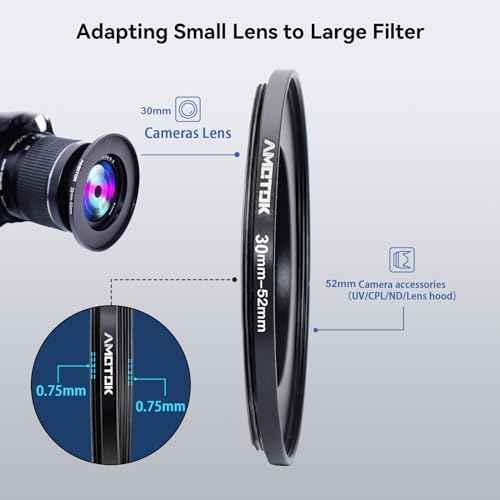 30mm Lens to 52mm Camera Lens Adapter,30mm to 52mm Filter Step up Ring