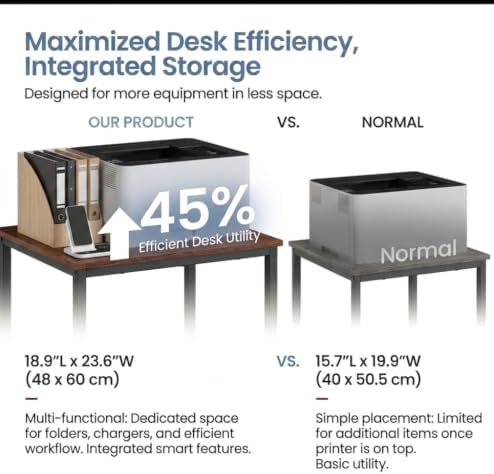 31.5" Heavy Duty Large Printer Stand with Adjustable Storage Shelf, Black