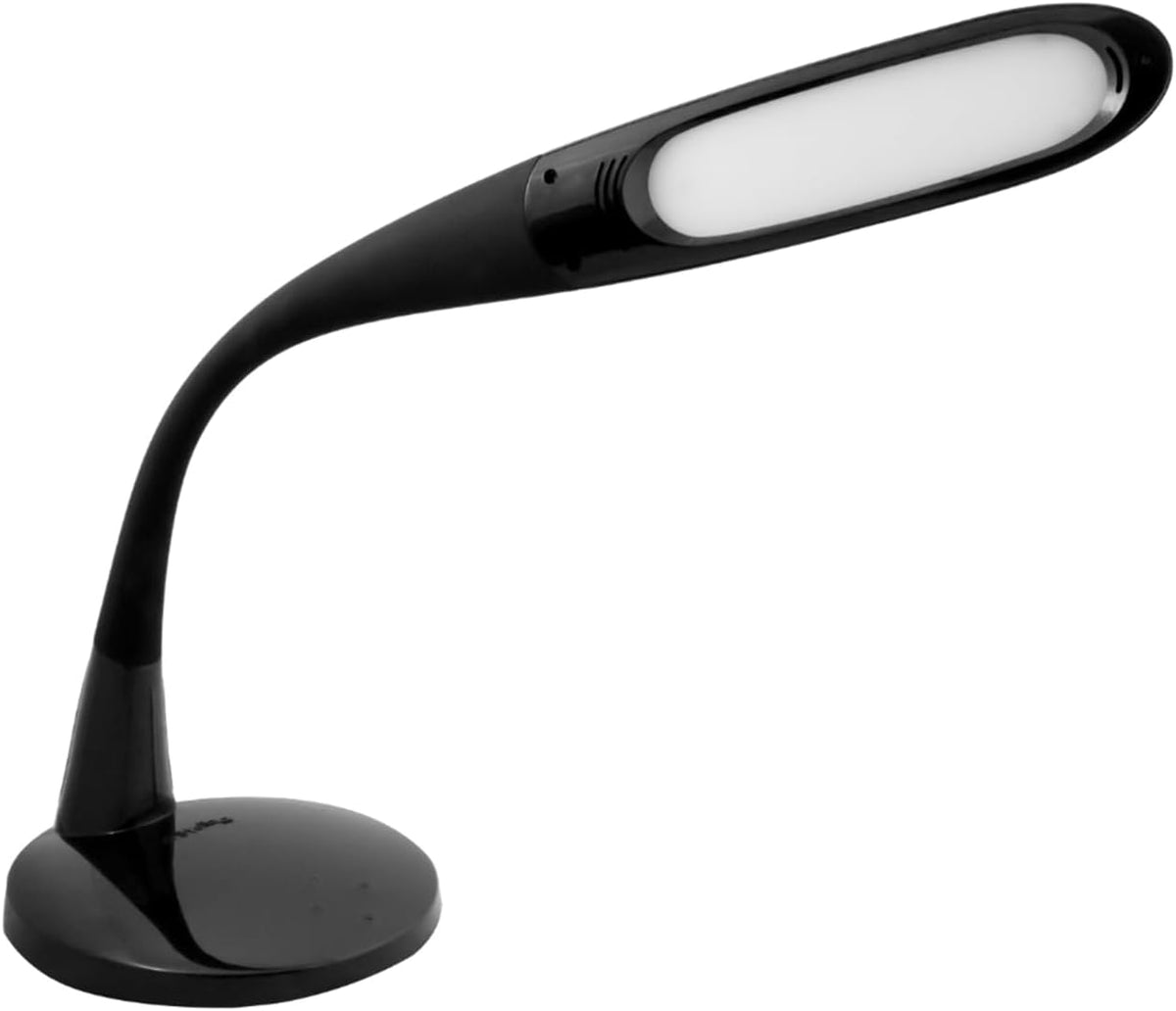 Two Task Lamp, 12W Adjustable Desk Lamp, Dimmable LED Light with Custom Color Temperature for Desk, Office, Bedroom, Living Room, Modern Design for Work, Study, Reading Needs, (Black)